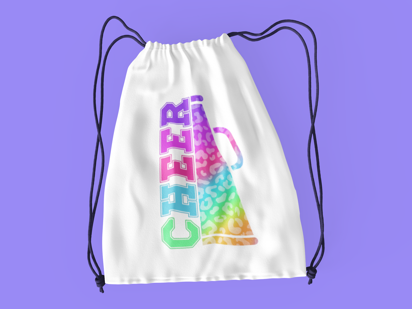 Multicolor Megaphone Cheer Drawstring Bag