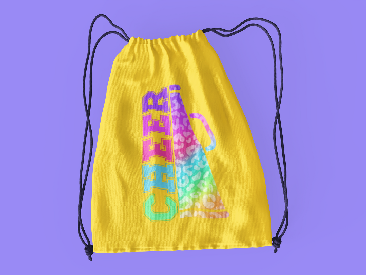 Multicolor Megaphone Cheer Drawstring Bag