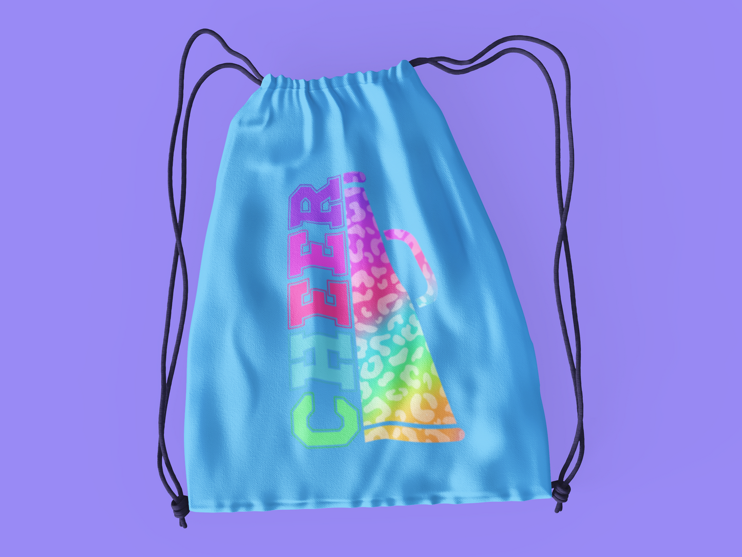 Multicolor Megaphone Cheer Drawstring Bag