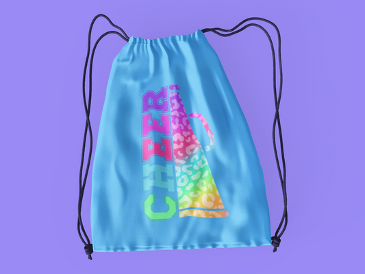 Multicolor Megaphone Cheer Drawstring Bag