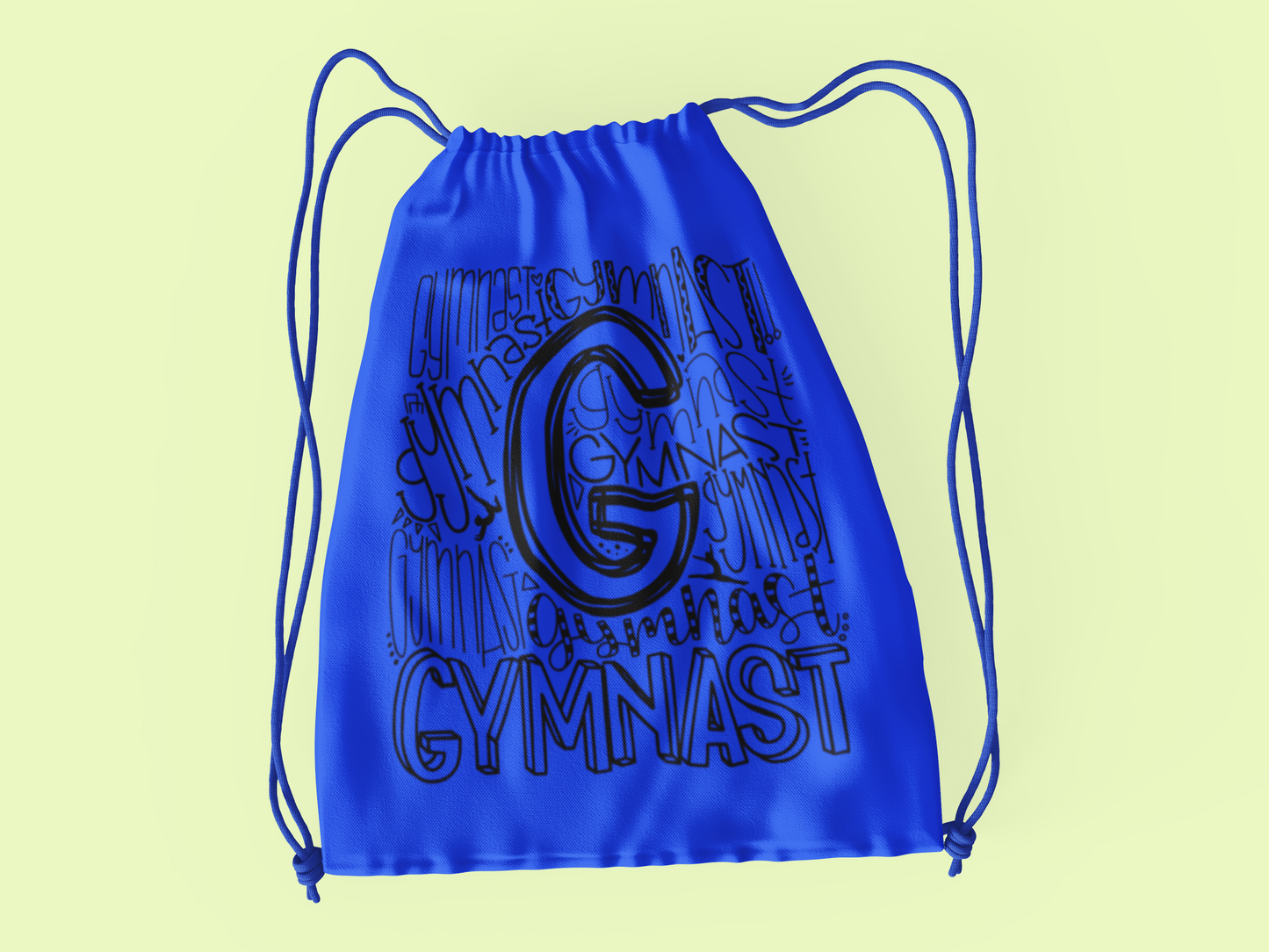 Gymnast Typograph Drawstring Bag